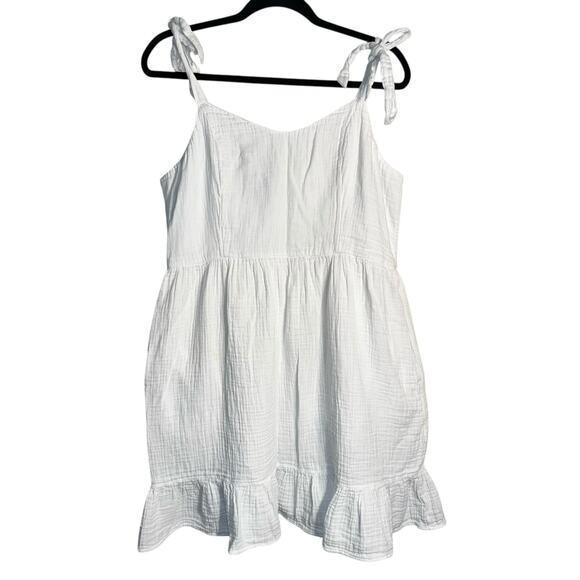 Old Navy White Tie-Strap Ruffle Hem Cotton Sundress Tall Large - Picture 1 of 8